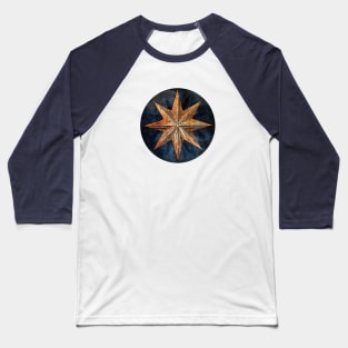 Star of Night - Nautical Compass Star Baseball T-Shirt